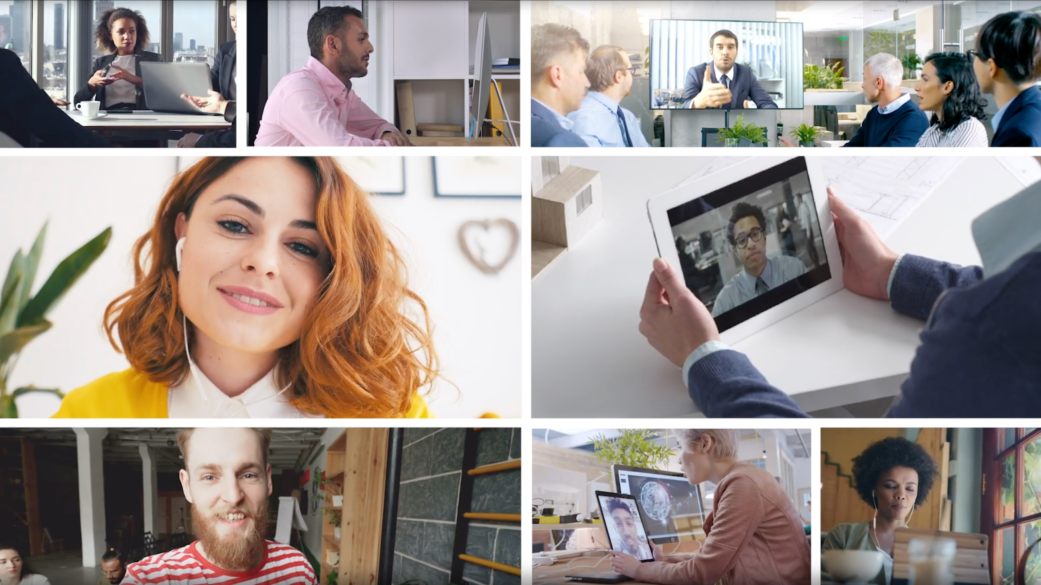 Man outdoors using 8x8 video conferencing solutions on his smartphone to collaborate with teammate