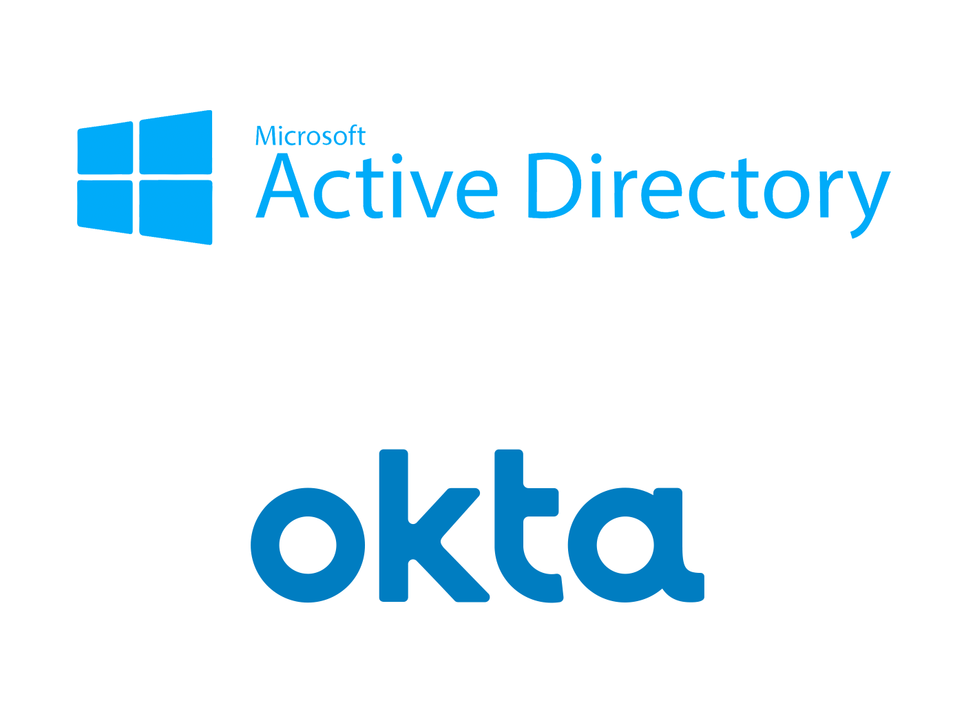 Image showing logos of Active Directory and Okta indicating 8x8 single sign-on and authetication